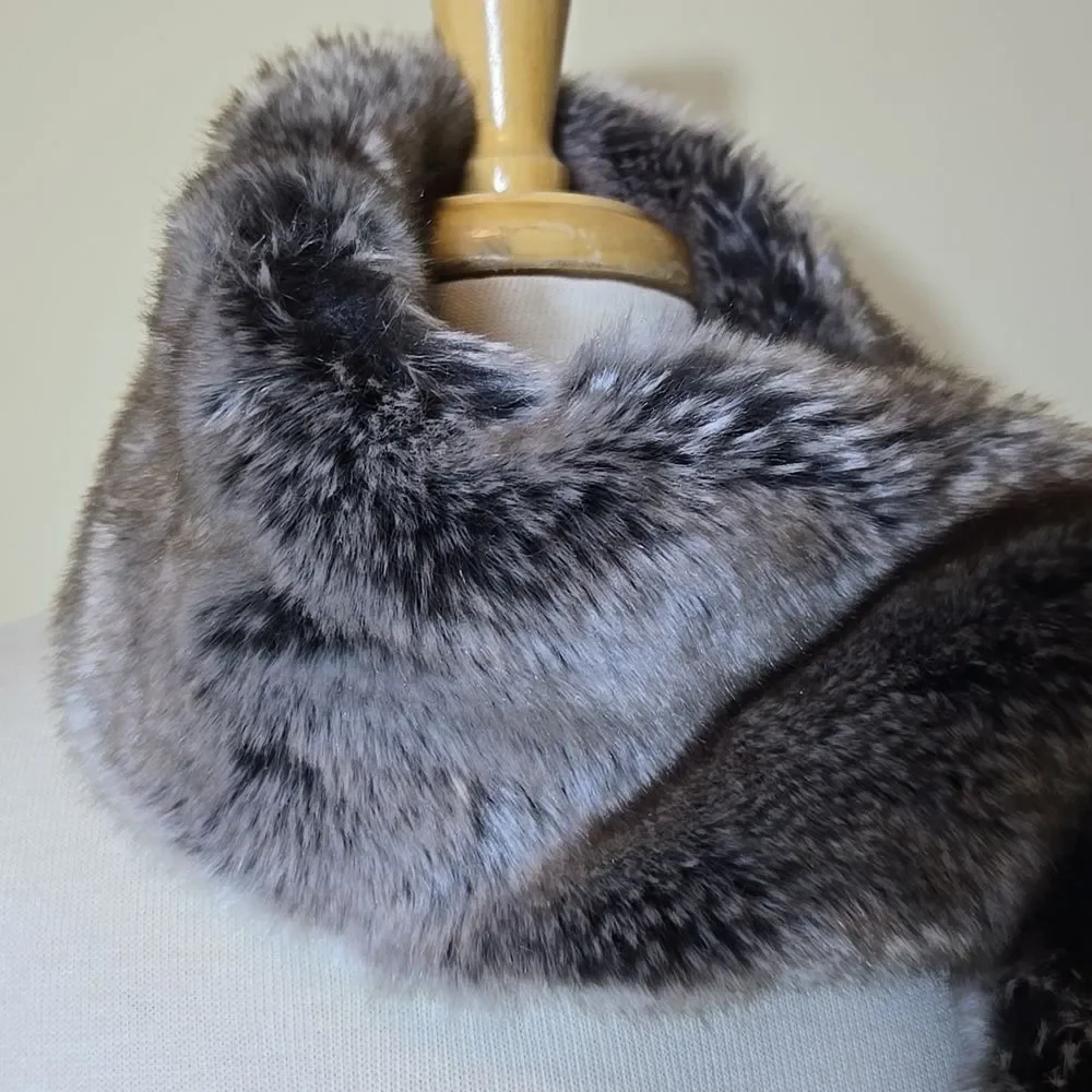 Faux Fur Stole‎ Scarf Holiday Restoration Hardware Brown Gray